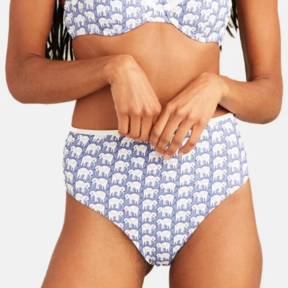 NWT Roller Rabbit Women's The Original Hathi Print High Waist Bikini Bottom XL - Picture 3 of 11